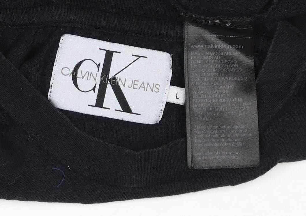Calvin Klein Jeans Women Black L Basic Logo Pocket T-Shirt