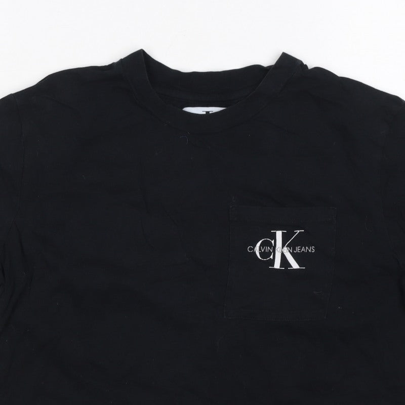 Calvin Klein Jeans Women Black L Basic Logo Pocket T-Shirt