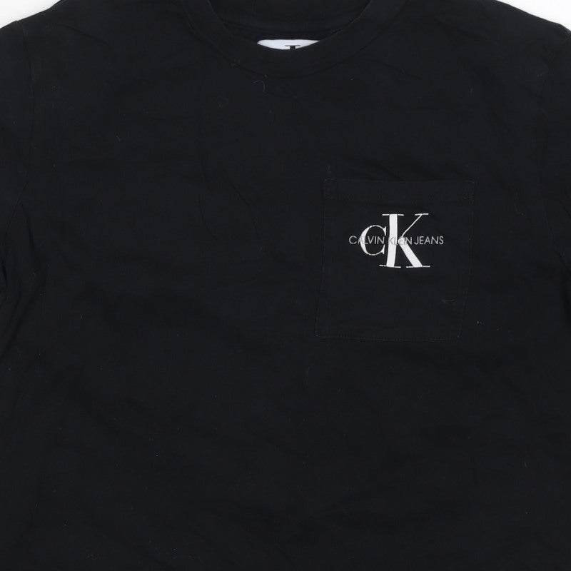 Calvin Klein Jeans Women Black L Basic Logo Pocket T-Shirt