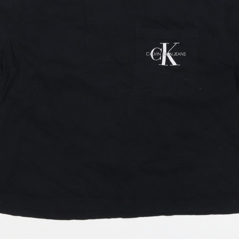 Calvin Klein Jeans Women Black L Basic Logo Pocket T-Shirt