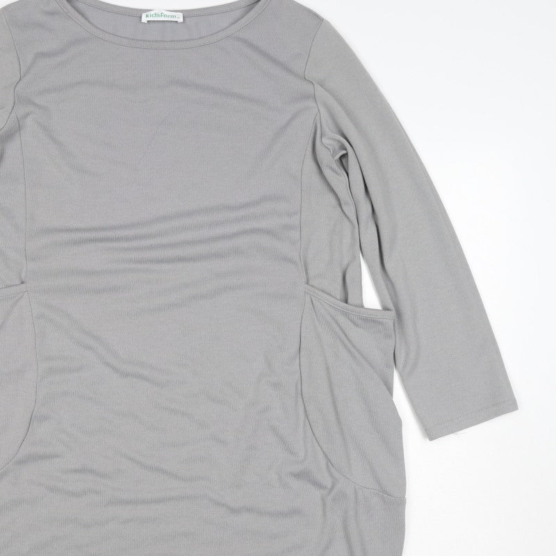 KidsForm Teens Grey XL Shift Dress 3/4 Sleeve Jersey Pockets