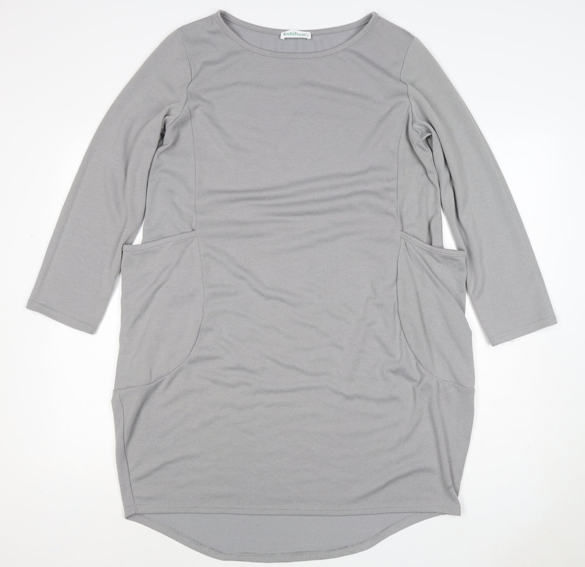 KidsForm Teens Grey XL Shift Dress 3/4 Sleeve Jersey Pockets