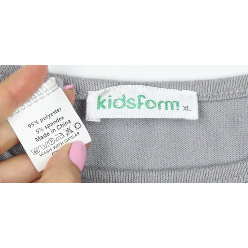 KidsForm Teens Grey XL Shift Dress 3/4 Sleeve Jersey Pockets