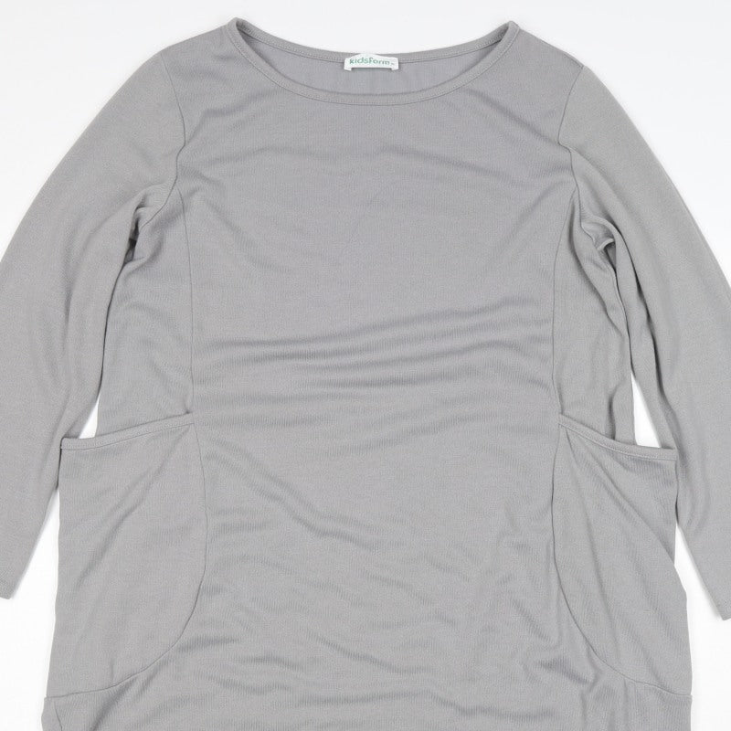 KidsForm Teens Grey XL Shift Dress 3/4 Sleeve Jersey Pockets