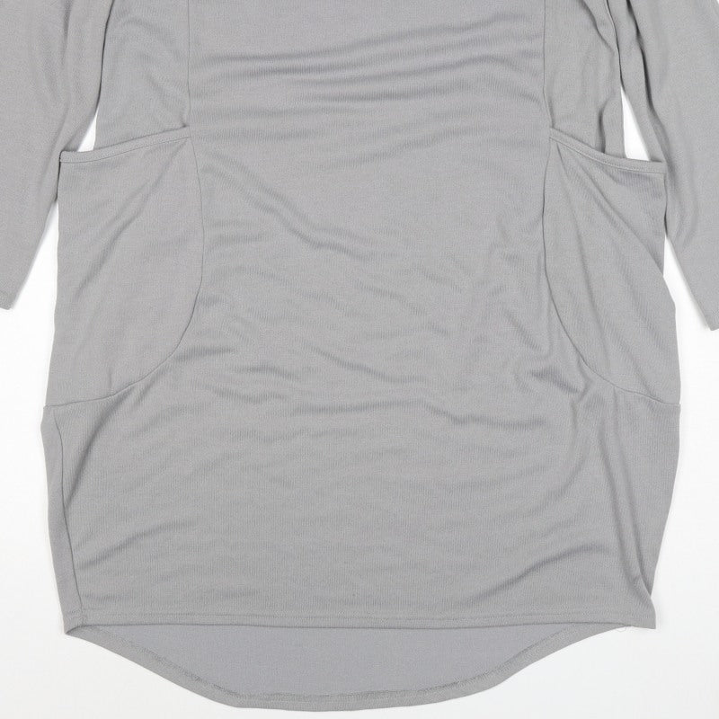 KidsForm Teens Grey XL Shift Dress 3/4 Sleeve Jersey Pockets