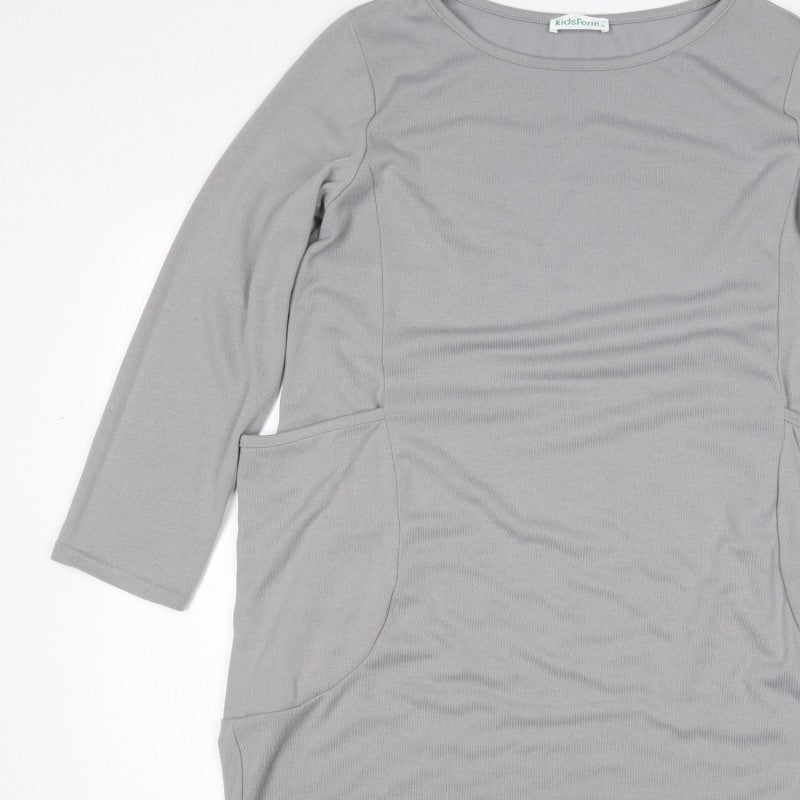 KidsForm Teens Grey XL Shift Dress 3/4 Sleeve Jersey Pockets