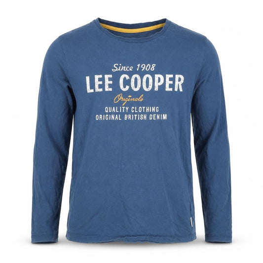 Lee Cooper Men’s Blue M Long Sleeve Logo Graphic Crew Neck T-Shirt