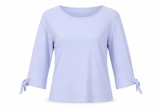 Jigsaw Women’s Blue Size S Cotton Tie Cuff 3/4 Sleeve Blouse
