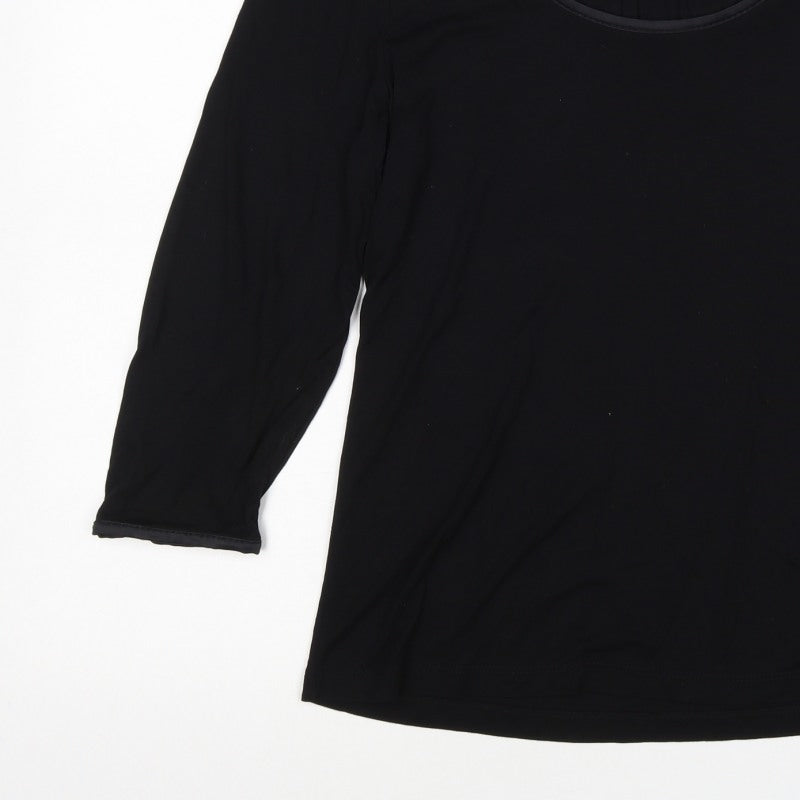 Per Una Women's Black UK 14 Basic 3/4 Sleeve Keyhole Blouse