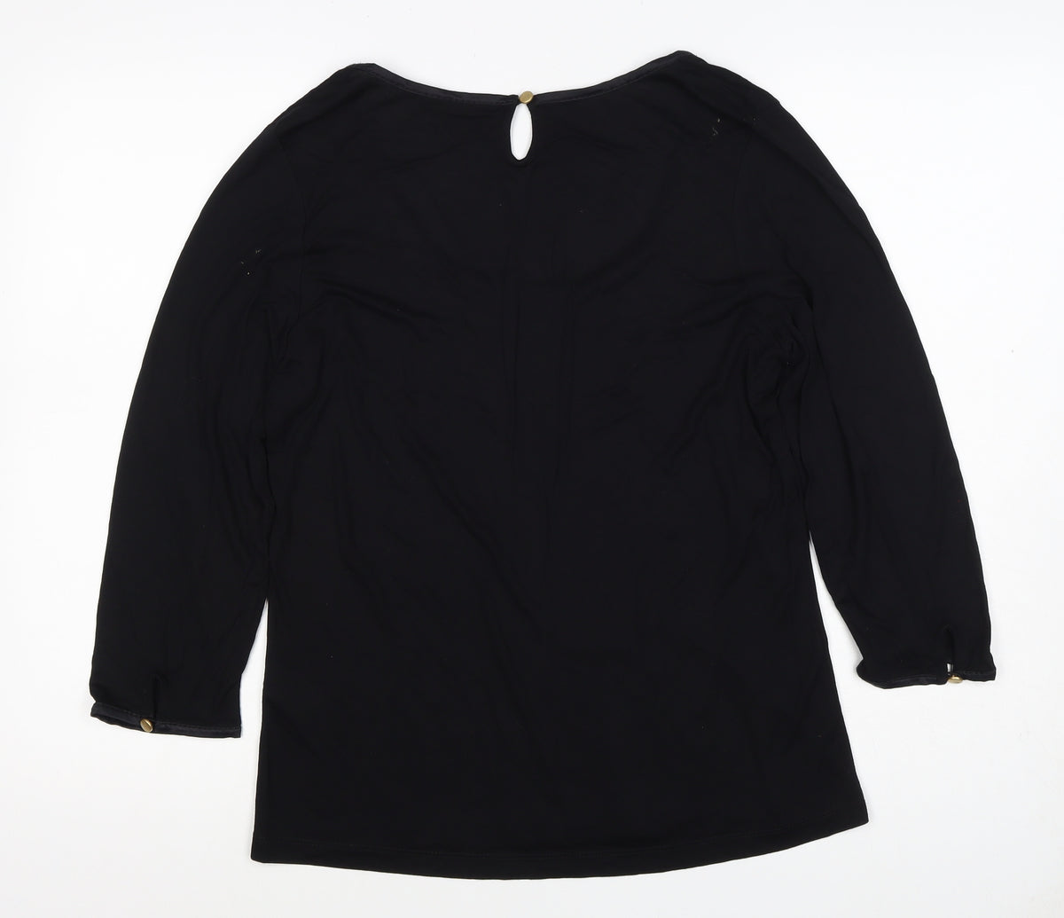 Per Una Women's Black UK 14 Basic 3/4 Sleeve Keyhole Blouse
