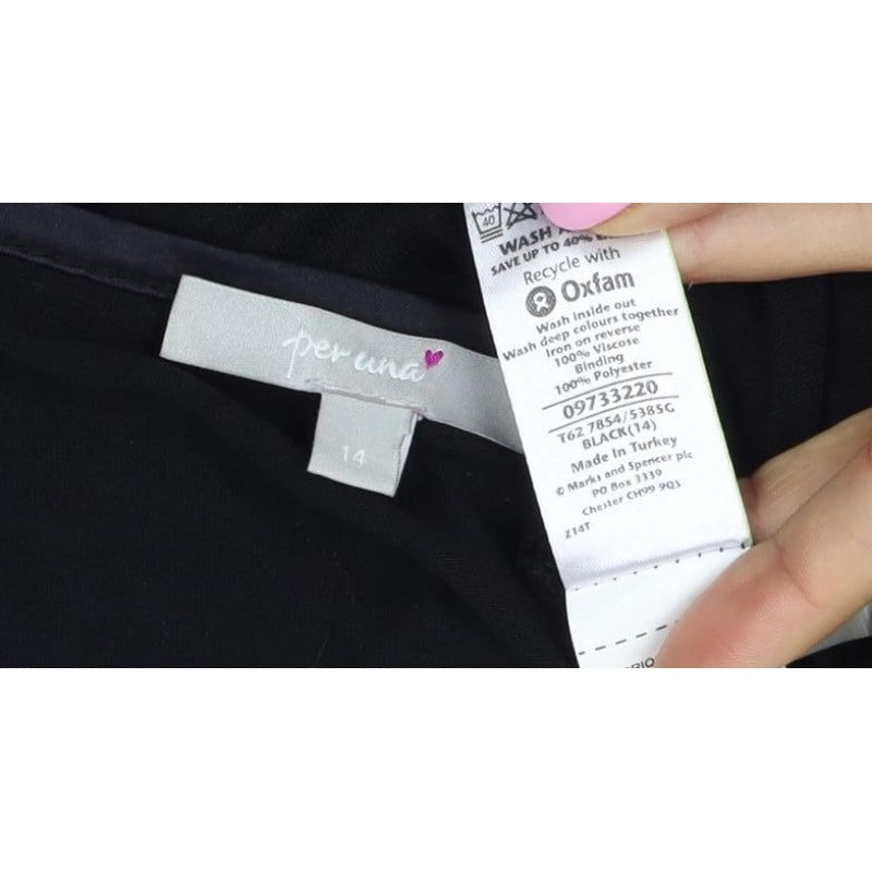Per Una Women's Black UK 14 Basic 3/4 Sleeve Keyhole Blouse