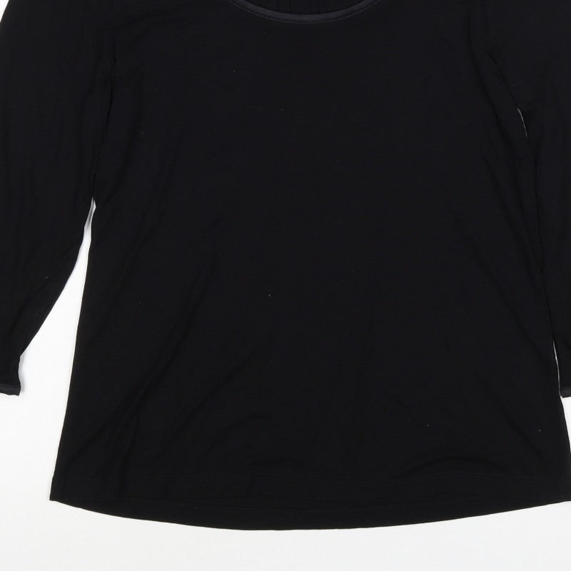 Per Una Women's Black UK 14 Basic 3/4 Sleeve Keyhole Blouse