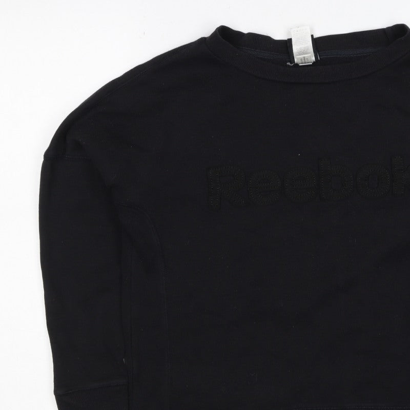 Reebok Women’s Black S Logo Crew Neck Pullover Sweatshirt