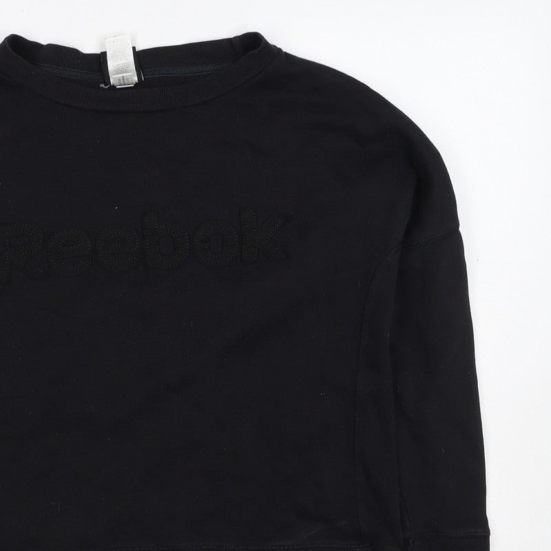 Reebok Women’s Black S Logo Crew Neck Pullover Sweatshirt