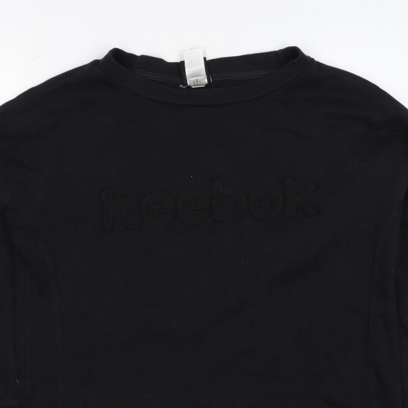 Reebok Women’s Black S Logo Crew Neck Pullover Sweatshirt