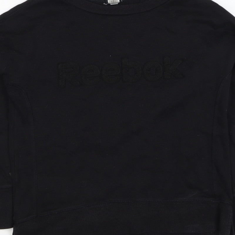 Reebok Women’s Black S Logo Crew Neck Pullover Sweatshirt