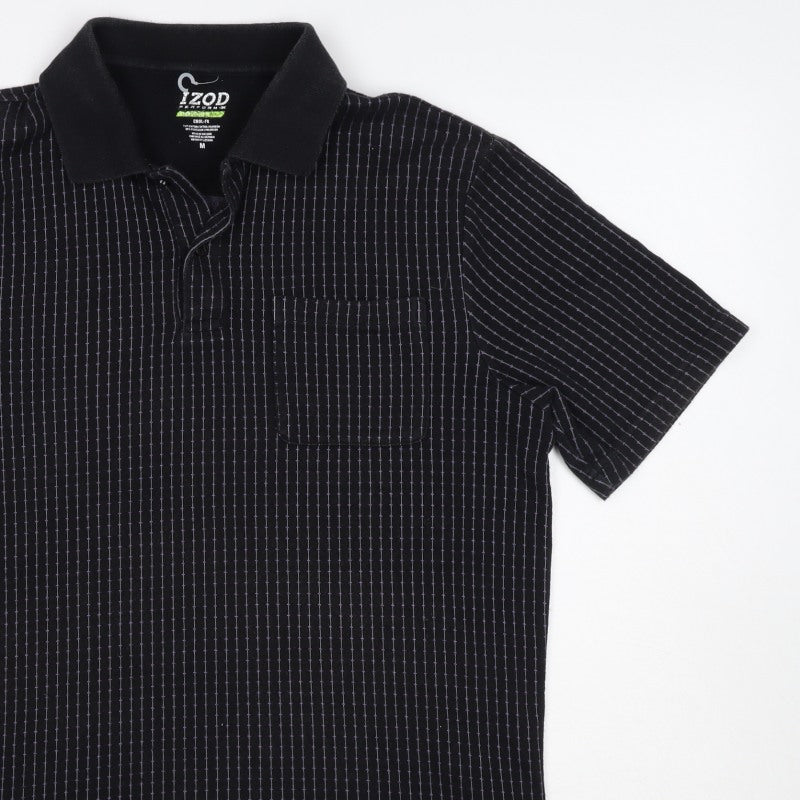 IZOD Men’s Black Pinstripe Cool-FX Performance Polo Shirt M