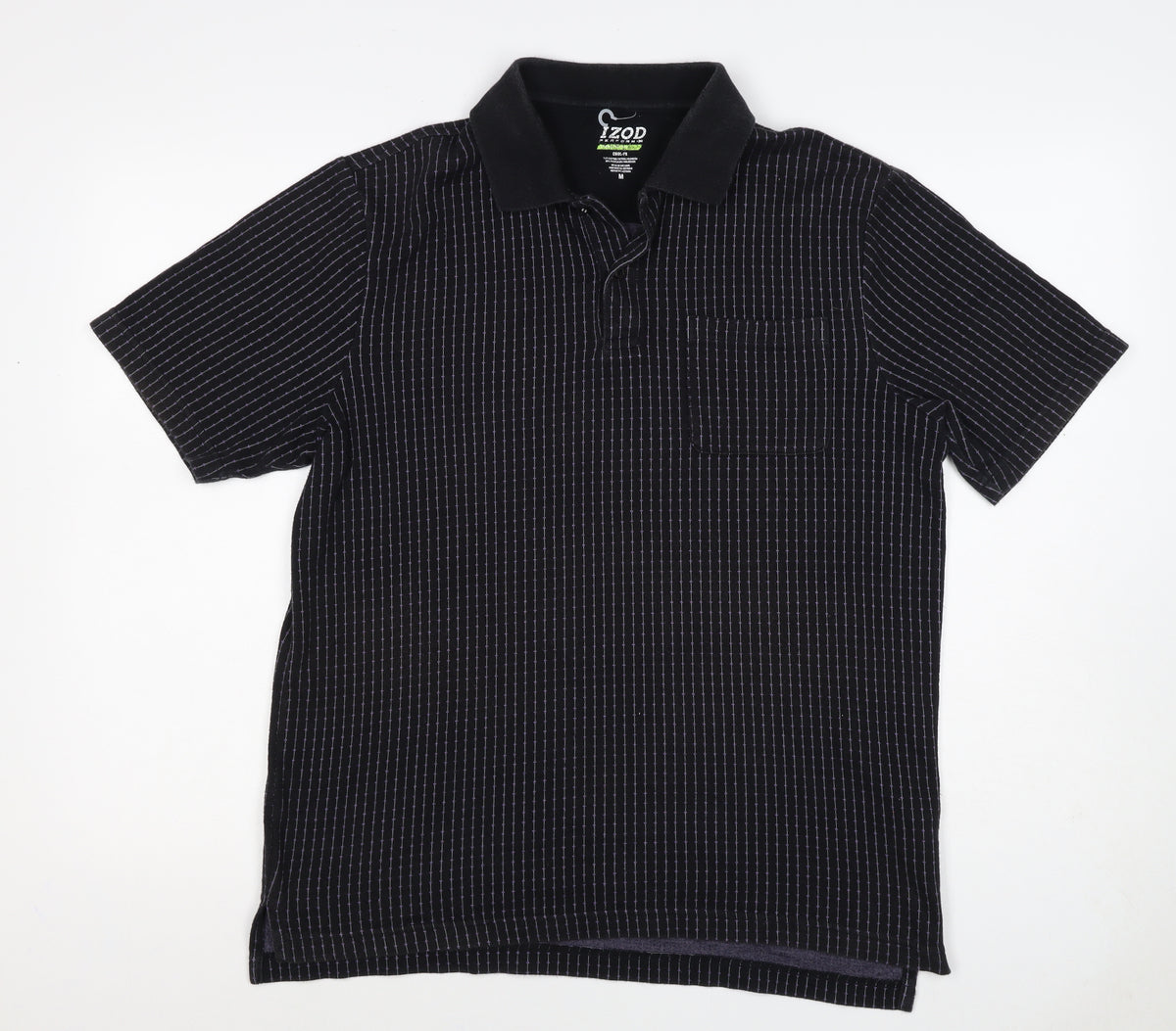 IZOD Men’s Black Pinstripe Cool-FX Performance Polo Shirt M