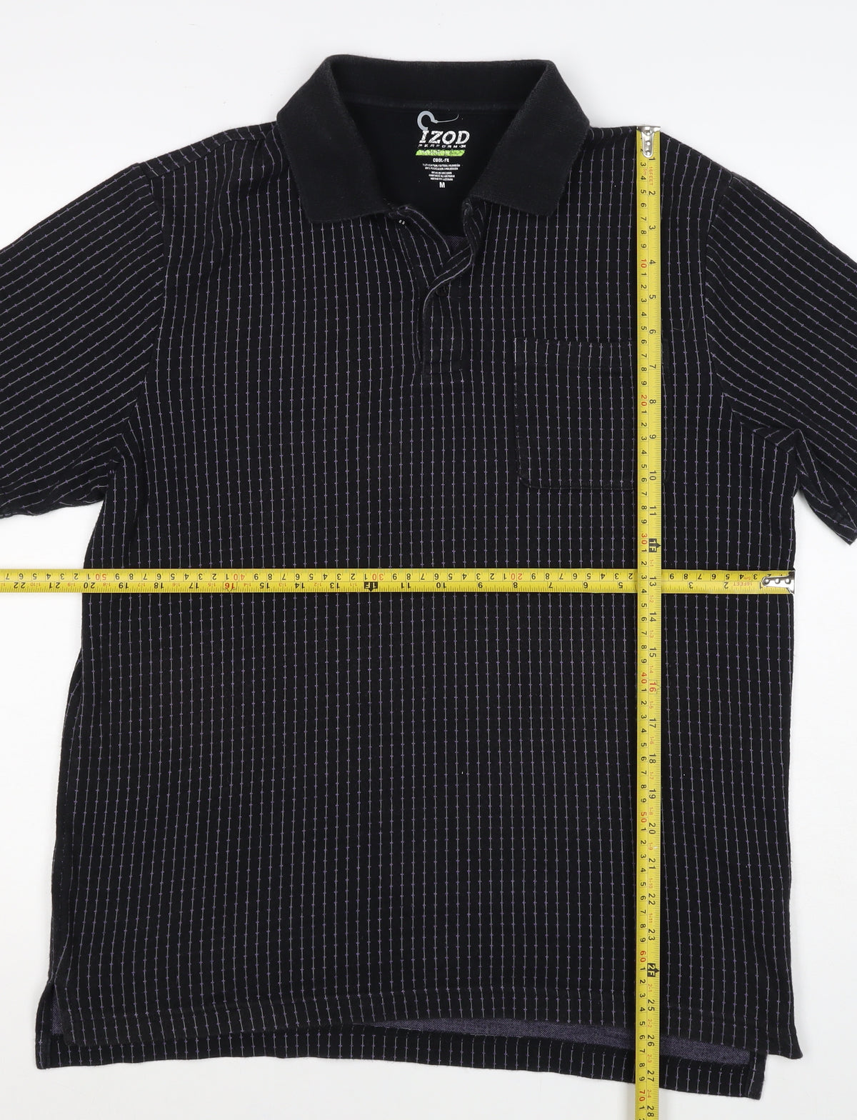 IZOD Men’s Black Pinstripe Cool-FX Performance Polo Shirt M