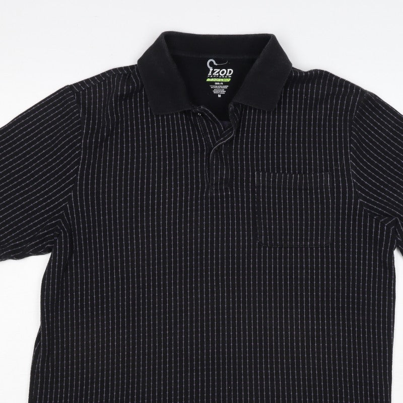 IZOD Men’s Black Pinstripe Cool-FX Performance Polo Shirt M