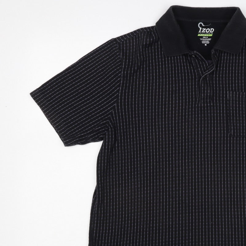 IZOD Men’s Black Pinstripe Cool-FX Performance Polo Shirt M
