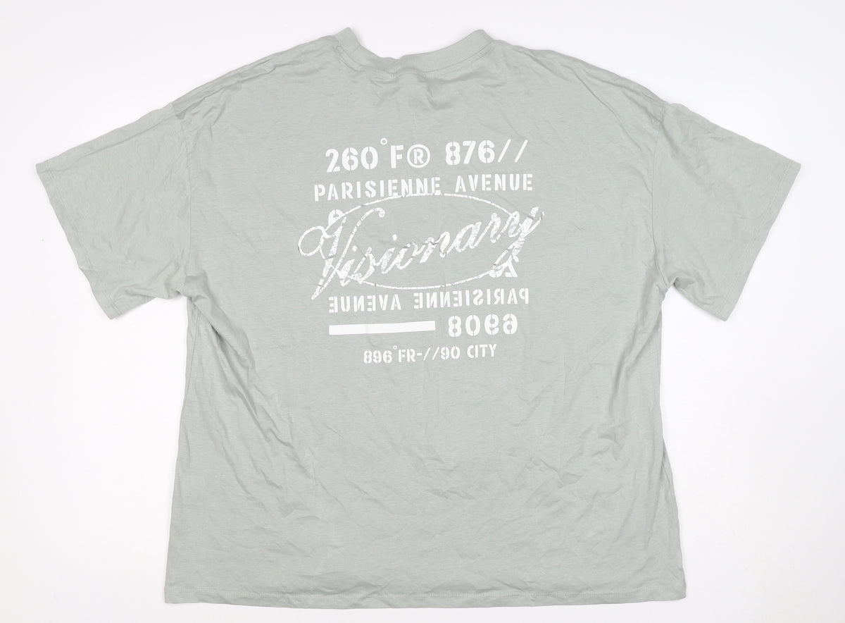 H&M Women Green UK 12 Basic Paris Graphic Cotton T-Shirt