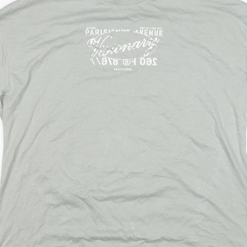 H&M Women Green UK 12 Basic Paris Graphic Cotton T-Shirt