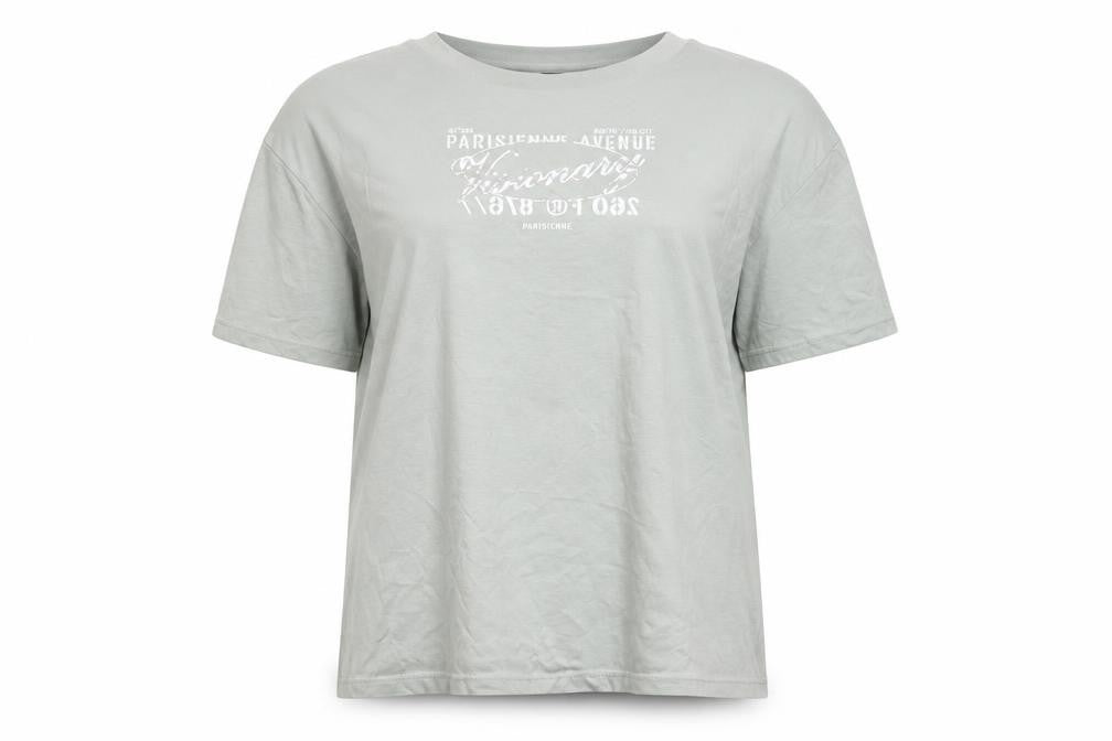 H&M Women Green UK 12 Basic Paris Graphic Cotton T-Shirt