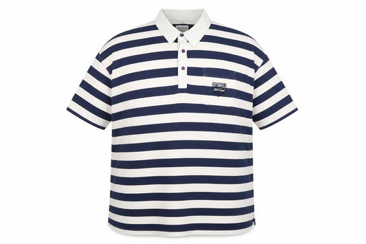 Cottonfield Men's Blue Ivory 4XL Striped Short Sleeve Polo Shirt
