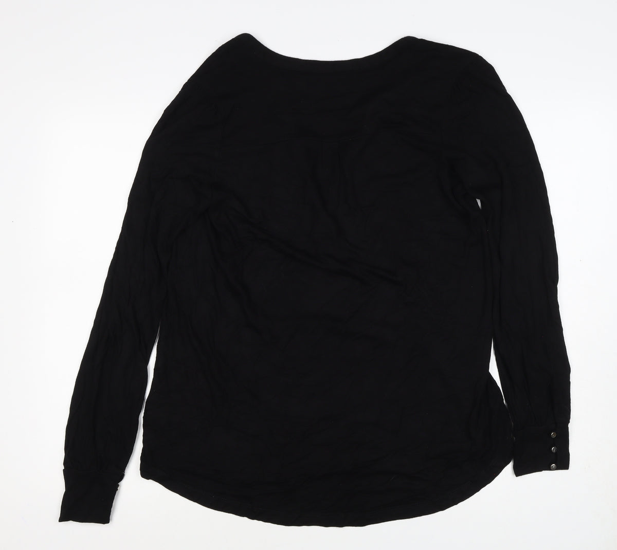 Marisota Women Black UK 14 Basic V-Neck Long Sleeve Button Blouse