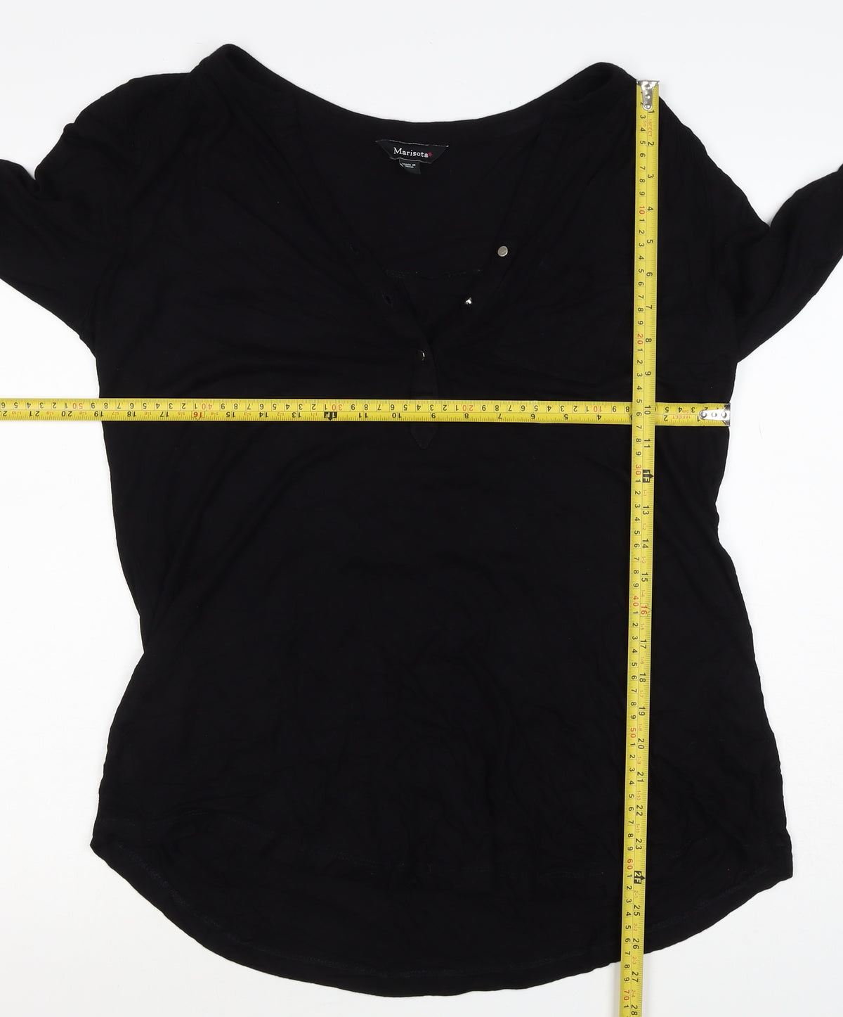 Marisota Women Black UK 14 Basic V-Neck Long Sleeve Button Blouse