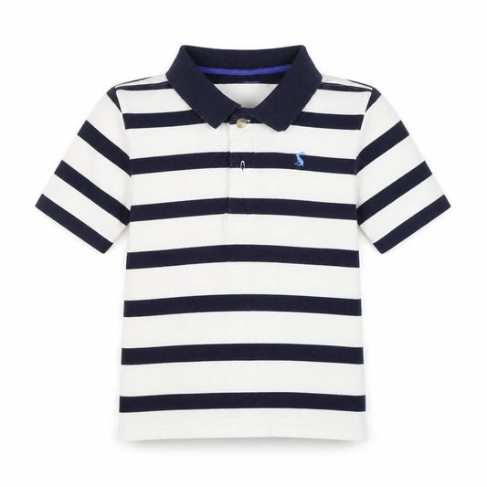 Joules Boys Blue White 7-8 Years Striped Henley Polo Shirt