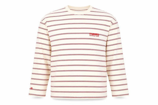 Pacific Republic Men's Ivory Red Stripe Long Sleeve Graphic T-Shirt M