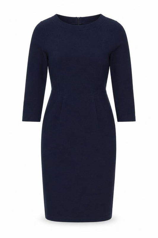 Hobbs Women Blue UK 10 Ribbed Knit Jumper Dress Long Sleeve
