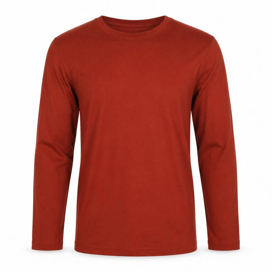 Cotton Traders Men’s Red L Long Sleeve Crew Neck Cotton T-Shirt
