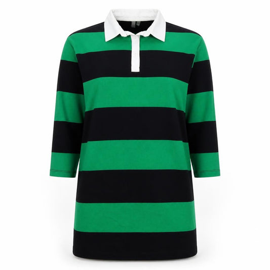 ASOS Design Women Green Stripe Rugby Shirt Dress UK 8 Long Sleeve