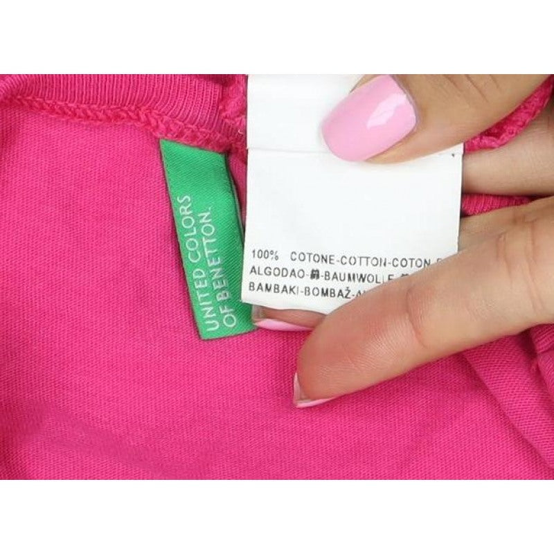 Benetton Teens Pink XL Rhinestone Long Sleeve Basic T-Shirt