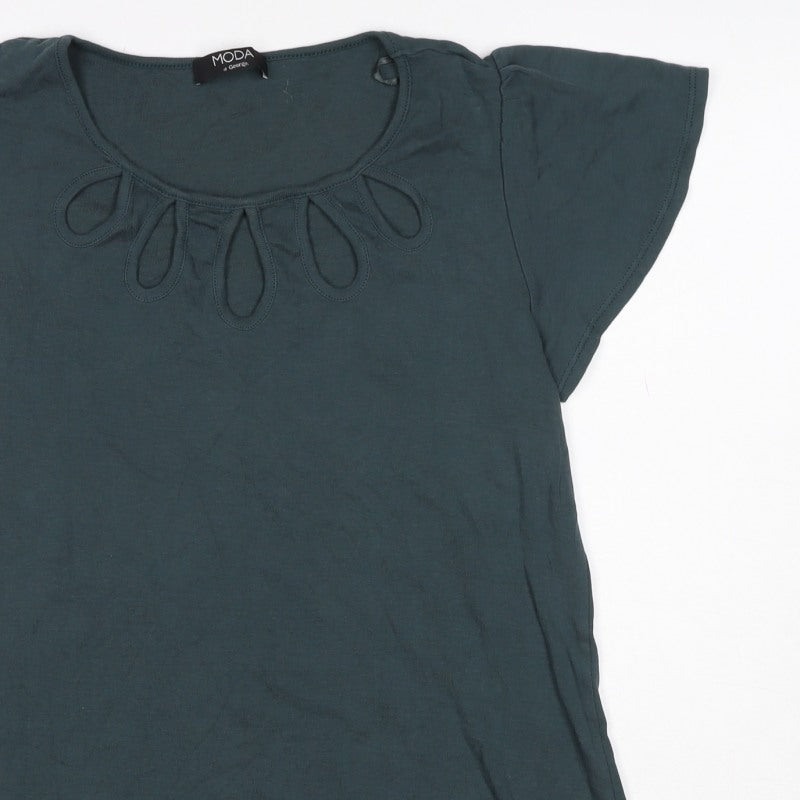 Moda at George Women's Teal UK 18 Basic Cap Sleeve Cotton T-Shirt