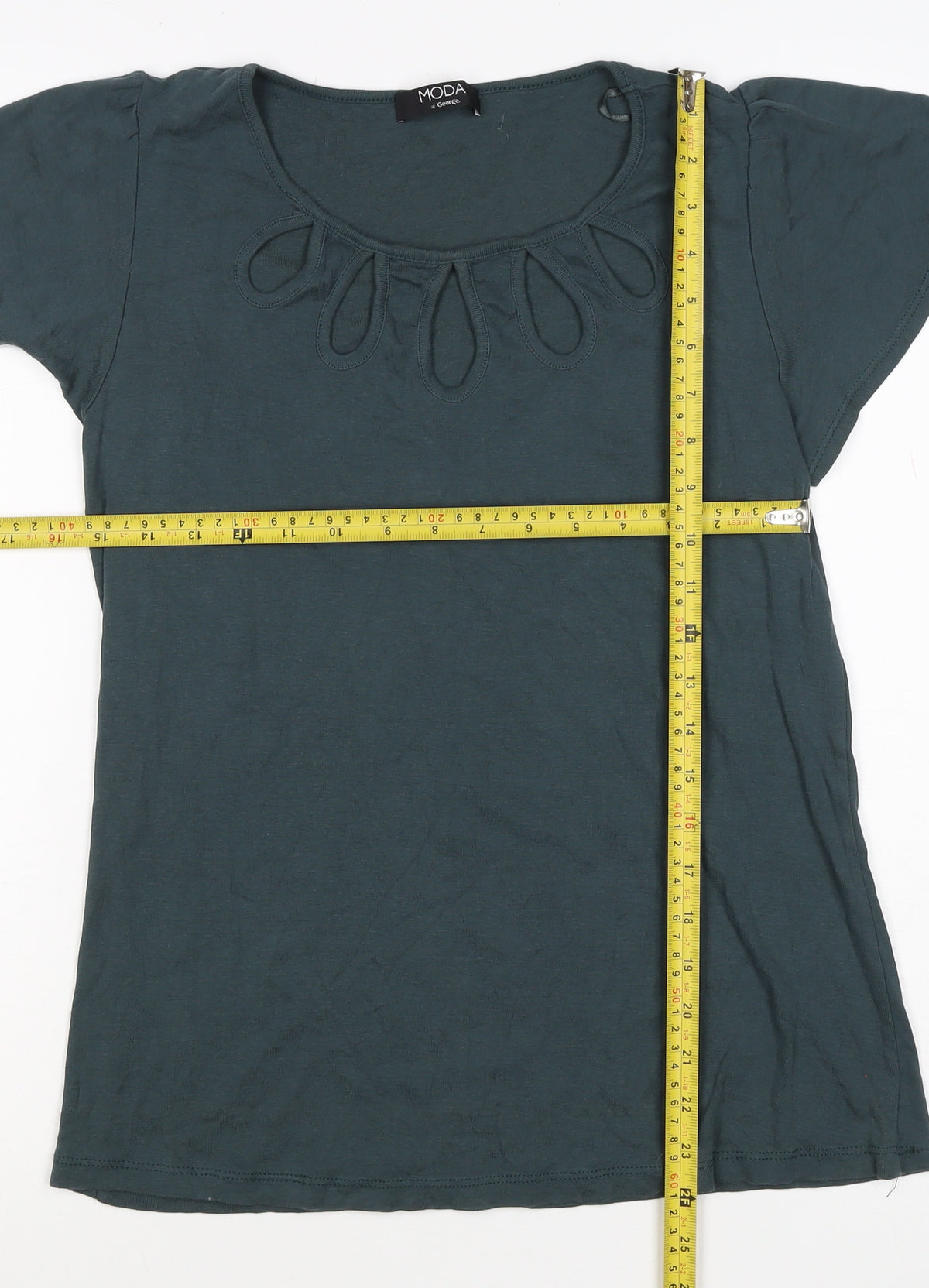 Moda at George Women's Teal UK 18 Basic Cap Sleeve Cotton T-Shirt