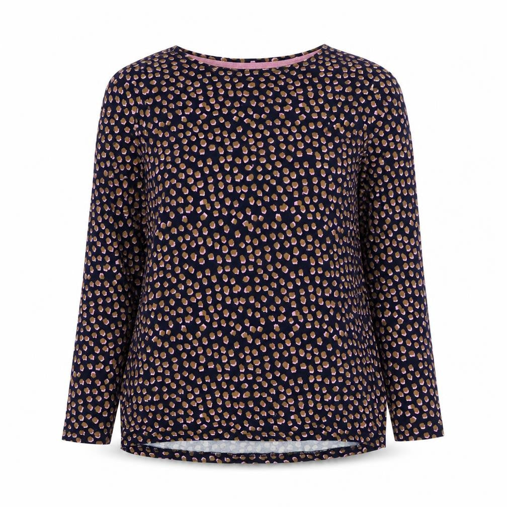 Joules Women’s Blue Leopard Print Basic Jersey Top UK 12