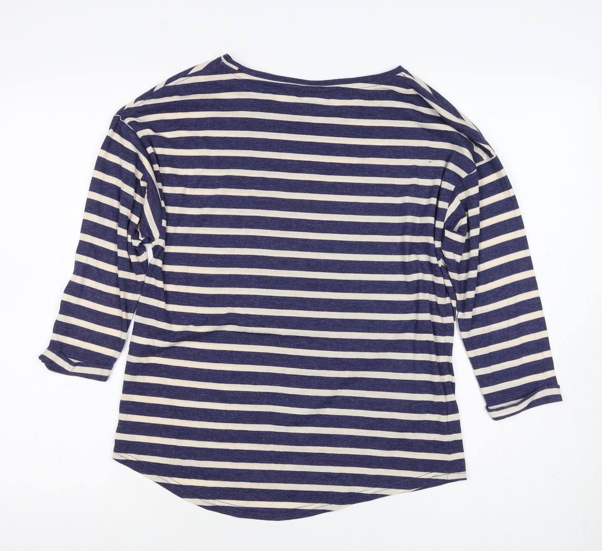 Warehouse Women’s Blue Stripe UK 10 Basic Jersey 3/4 Sleeve T-Shirt