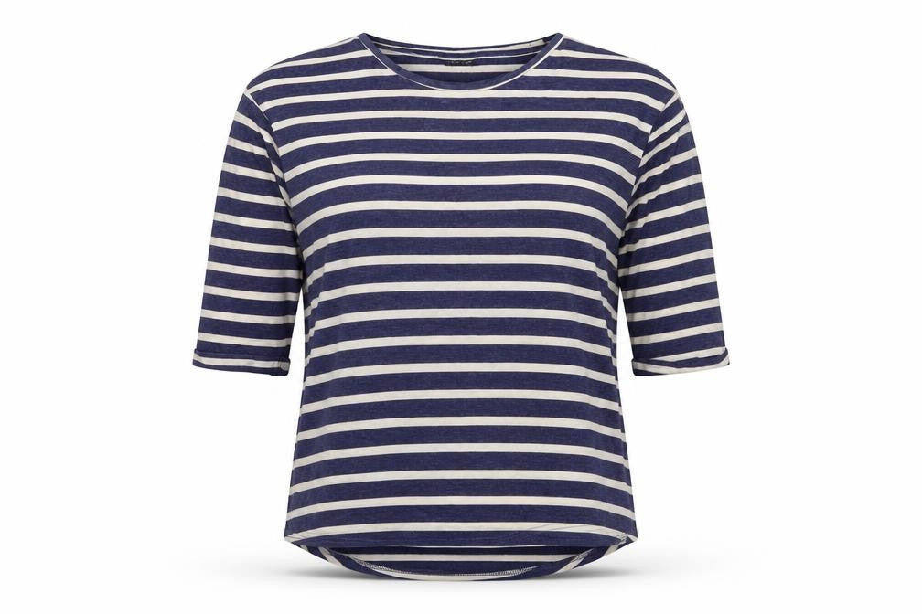 Warehouse Women’s Blue Stripe UK 10 Basic Jersey 3/4 Sleeve T-Shirt