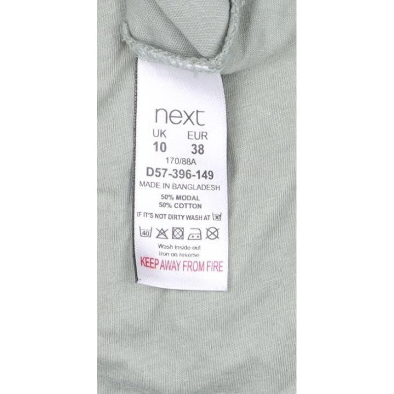 Next Women Green UK 10 Basic Modal Cotton Jersey T-Shirt