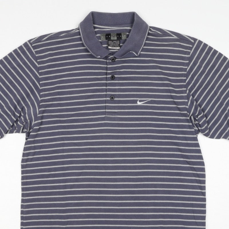 Nike Golf Men’s Blue Striped Dri-FIT Polo Shirt M