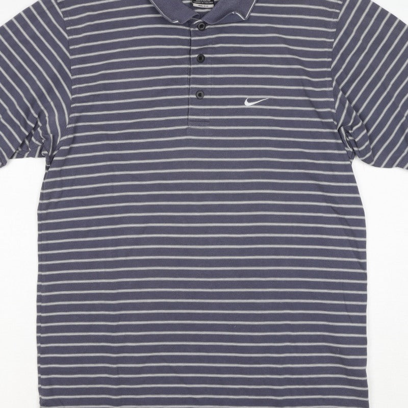 Nike Golf Men’s Blue Striped Dri-FIT Polo Shirt M