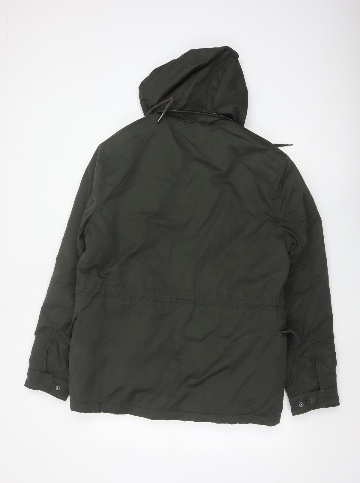 TU Man Men's Black M Hooded Padded Parka Jacket Multi Pocket