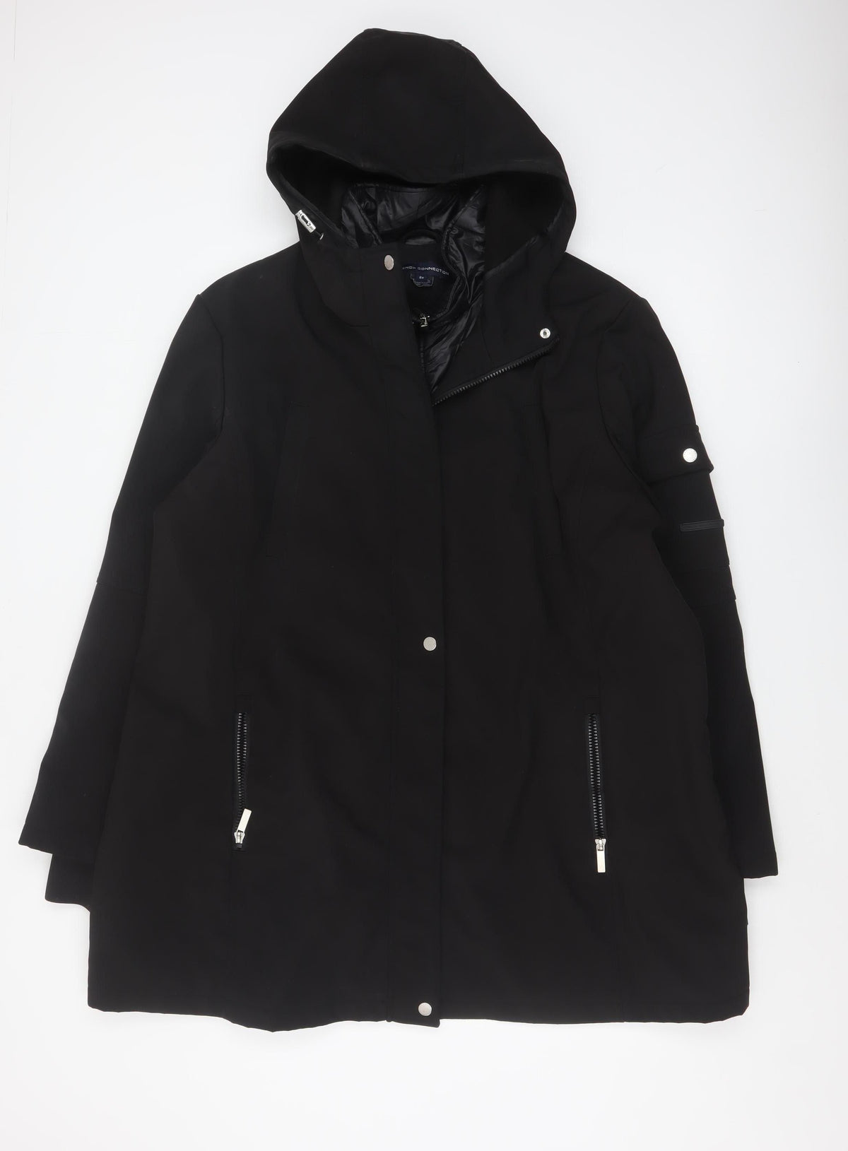 French Connection Men’s Black 2XL Hooded Softshell Parka Coat