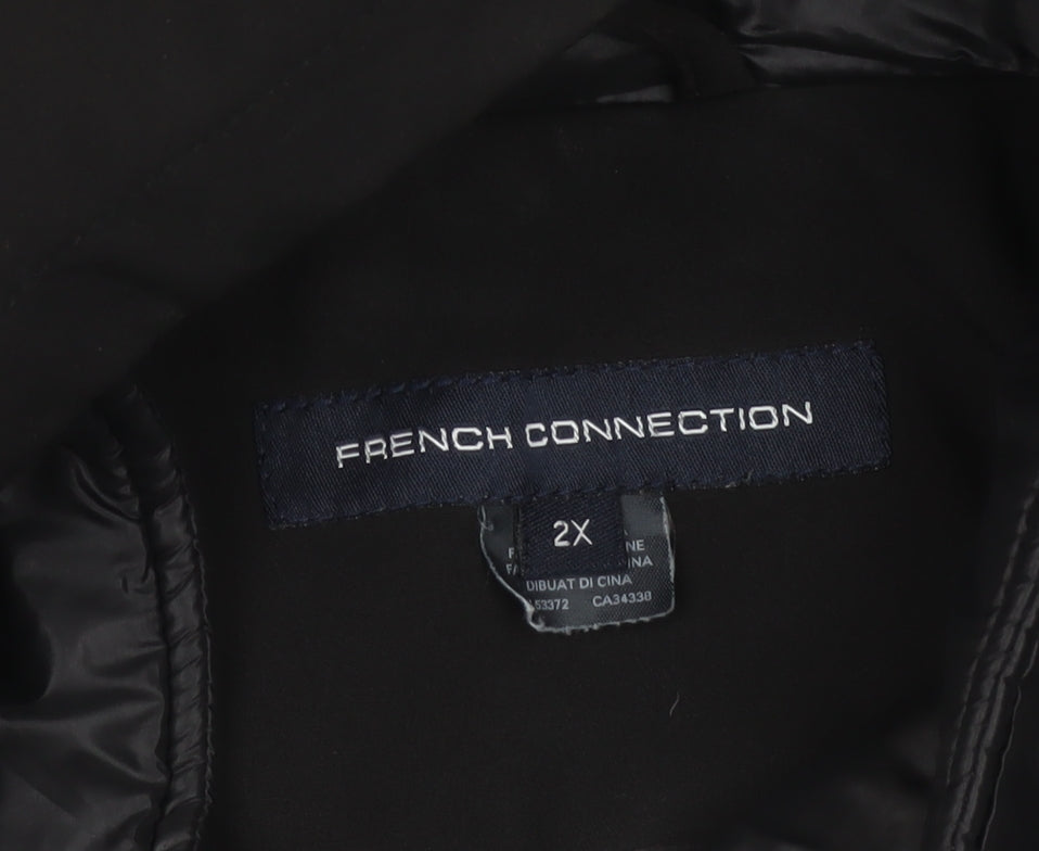 French Connection Men’s Black 2XL Hooded Softshell Parka Coat