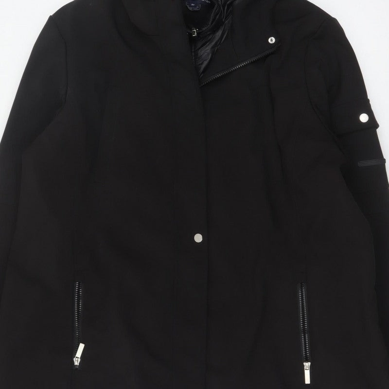 French Connection Men’s Black 2XL Hooded Softshell Parka Coat