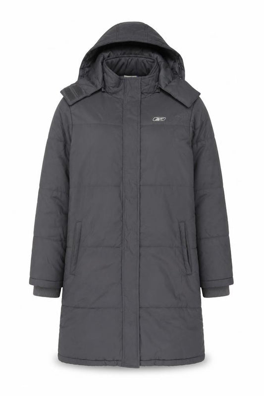 Reebok Women’s Grey UK 16 Long Hooded Puffer Parka Coat